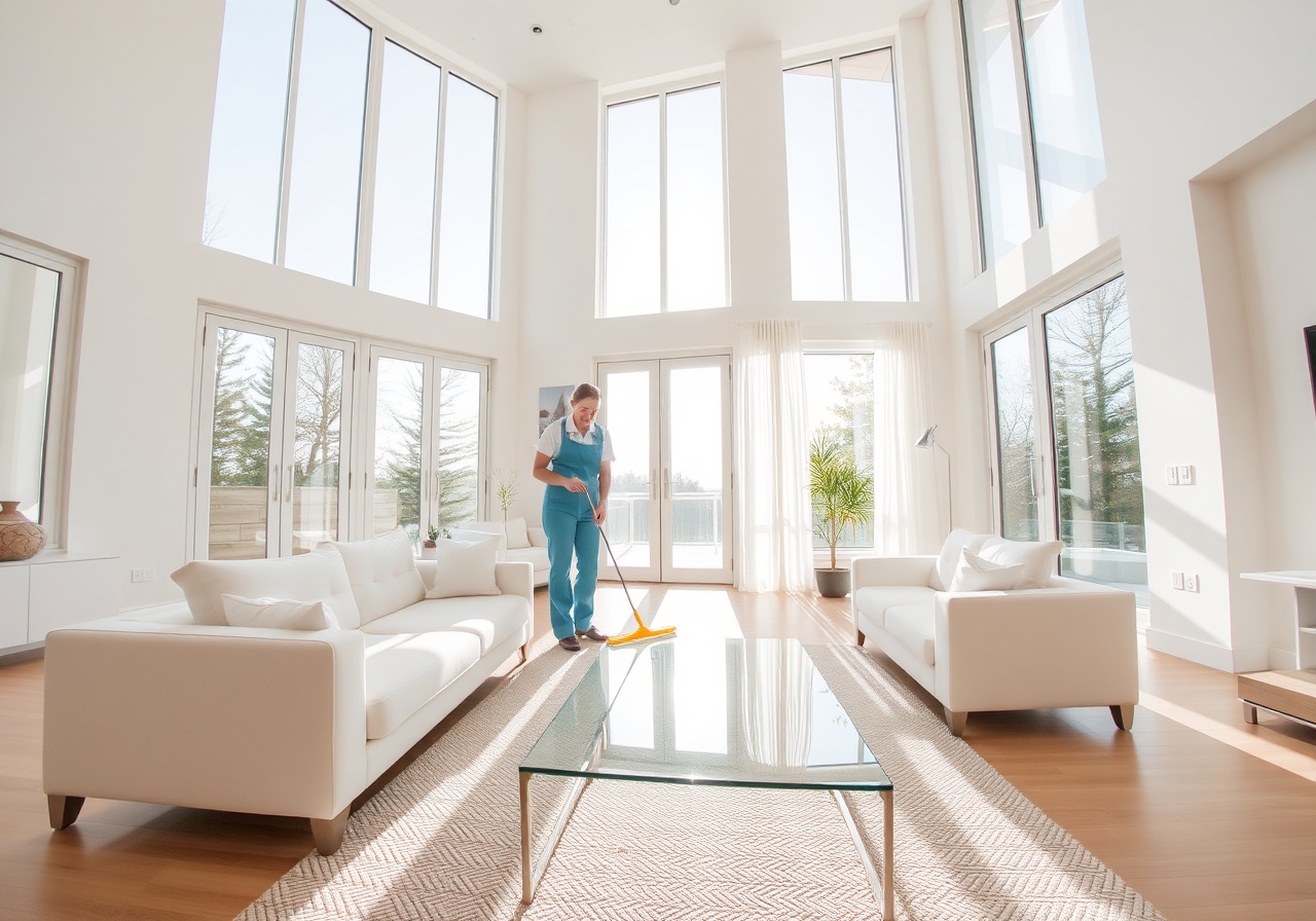 A sparkling clean living room with natural light
