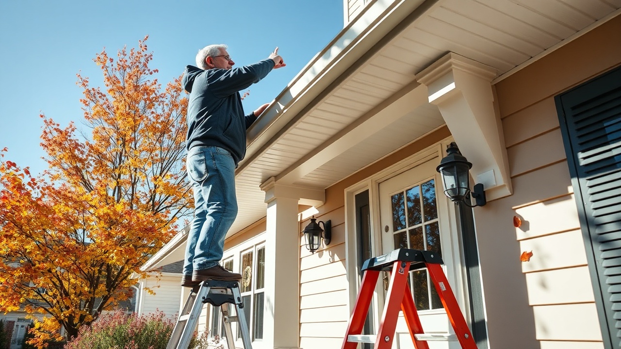 Homeowner holding a clipboard inspecting their front porch